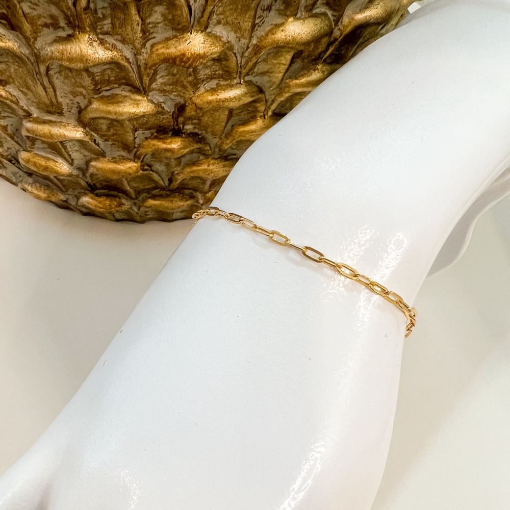 Real 18K gold paperclip bracelet